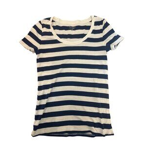 Merona Womens Ultimate Tee T-Shirt Navy & White Striped Short Sleeve Scoop Neck